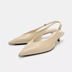 New Zara Beige Slingback Heels